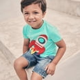 thumbnail image 5 of Kkkded Kids Baby Boys Short Sleeve T-Shirt Outfits Toddler Summer Clothes Outfits Little Boy's Cartoon T-Shirt + Denim Shorts Outfits,Size 1-8Years, 5 of 8
