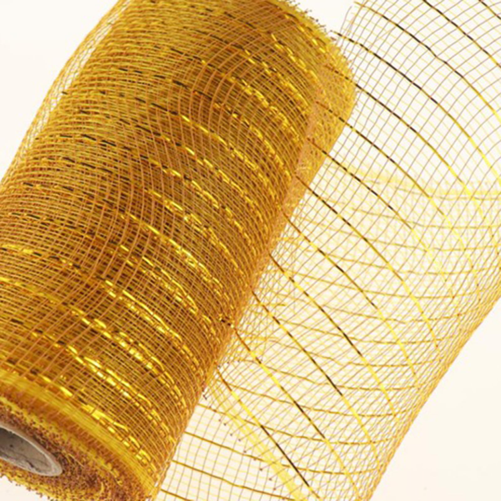 Lounsweer 4 Rolls 6 Inch 40 Yards New Year Gold Metallic Mesh Ribbon with  Wide Foil Deco Poly Decorative Mesh Ribbon Gold Mesh Ribbon for New Year
