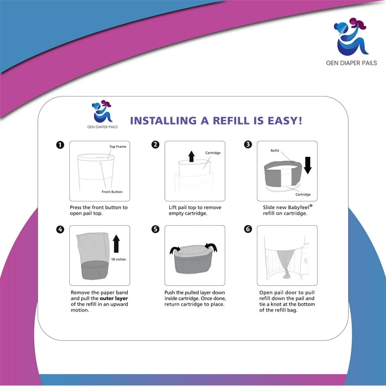 Refills Compatible With Dekor Classic Diaper Pail Refills | 8 Count For 4752 Diapers(Extra 20% Lengths) Diaper Pail Bags With Extra 30% Thickness Powerful Odor Eliminate Lavender Scent For Baby/Adult