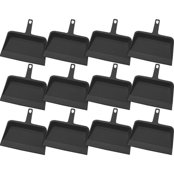 Genuine Joe Heavy-duty Plastic Dust Pan - 12" Wide - Plastic - Black - 12 / Carton