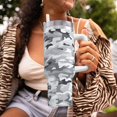 thumbnail image 6 of 40zo Ice Bar Cup With Handle Double Insulation Large Capacity Rust Prevention For Daily Travel And Other Scenes Vector Camouflage Pattern Gray_3, 6 of 8