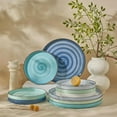 thumbnail image 6 of 10.5 Inch Porcelain Dinner Plates Set of 6, Gradient High Edge Dish Set - Dishwasher, Microwave, Oven Safe, Scratch Resistant, Cool Assorted Colors, 6 of 7