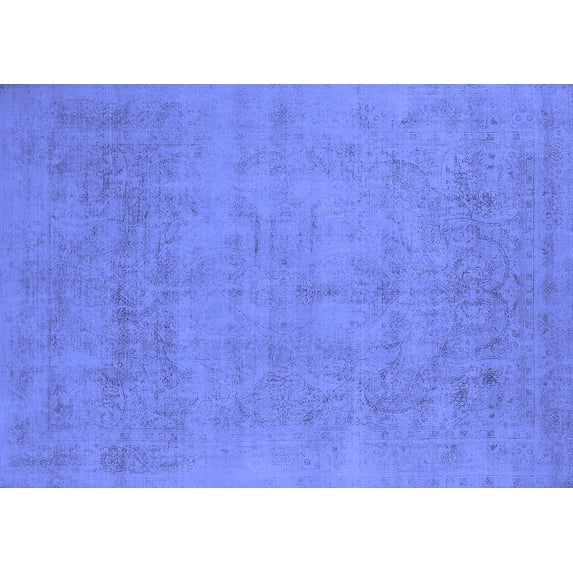 Ahgly Company Machine Washable Indoor Rectangle Oriental Blue Industrial Area Rugs, 3' x 5'