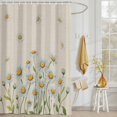 thumbnail image 3 of Shower Curtain Watercolor Daisy Leaf Shower Curtains for Bathroom Decor, Waterproof Polyester Shower Curtain Set with Hooks, Extra Long 72" x 78" Linen Texture, 3 of 9