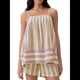 thumbnail image 2 of Conjunto de 2 Piezas de Pijama para Mujer, con Top Corto Sin Mangas con Dobladillo Fluido y Rayas Y2K + Pantalones Cortos de Cintura Alta. Amarillo L, 2 of 5