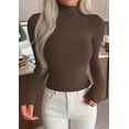 thumbnail image 3 of PRETTYGARDEN Long Sleeve Shirts for Women Fall Clothes | Soft Brushed Ribbed Knit Pullover, Mock Neck Lightweight Sweater, Comfy Underscrubs, Basic Casual Winter Layering Tops, 3 of 8