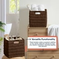 thumbnail image 2 of Ornavo Home Wicker Storage Cubes Bin, 10.5 Inch Storage Shelf Basket Collapsible Natural Hand Woven Paper Storage Cube Bin with Handles - Set of 6, Brown, 2 of 7