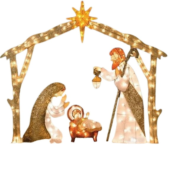 Rdhnmea Nativity Sets for Christmas Outdoor Metal Nativity Scene Yard Stake Lighted Christmas Decoration Christmas Outside Decor