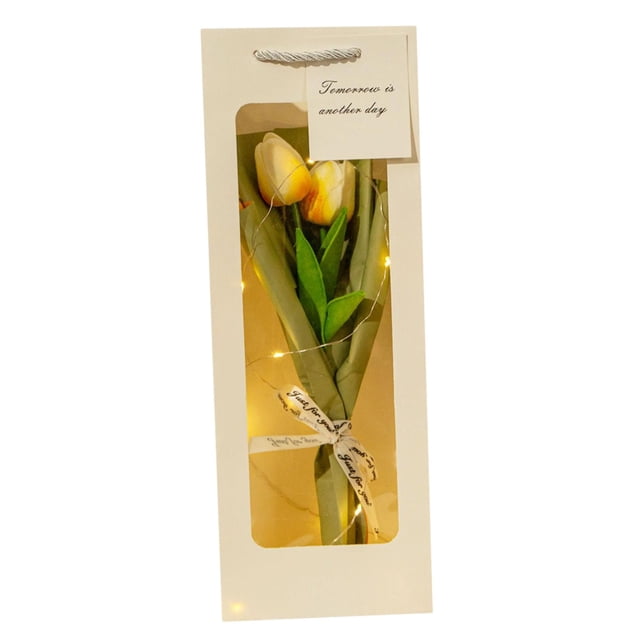 Flores artificiales Ramos artificiales Decoración de mesa Tulipanes artificiales de PU para amarillo