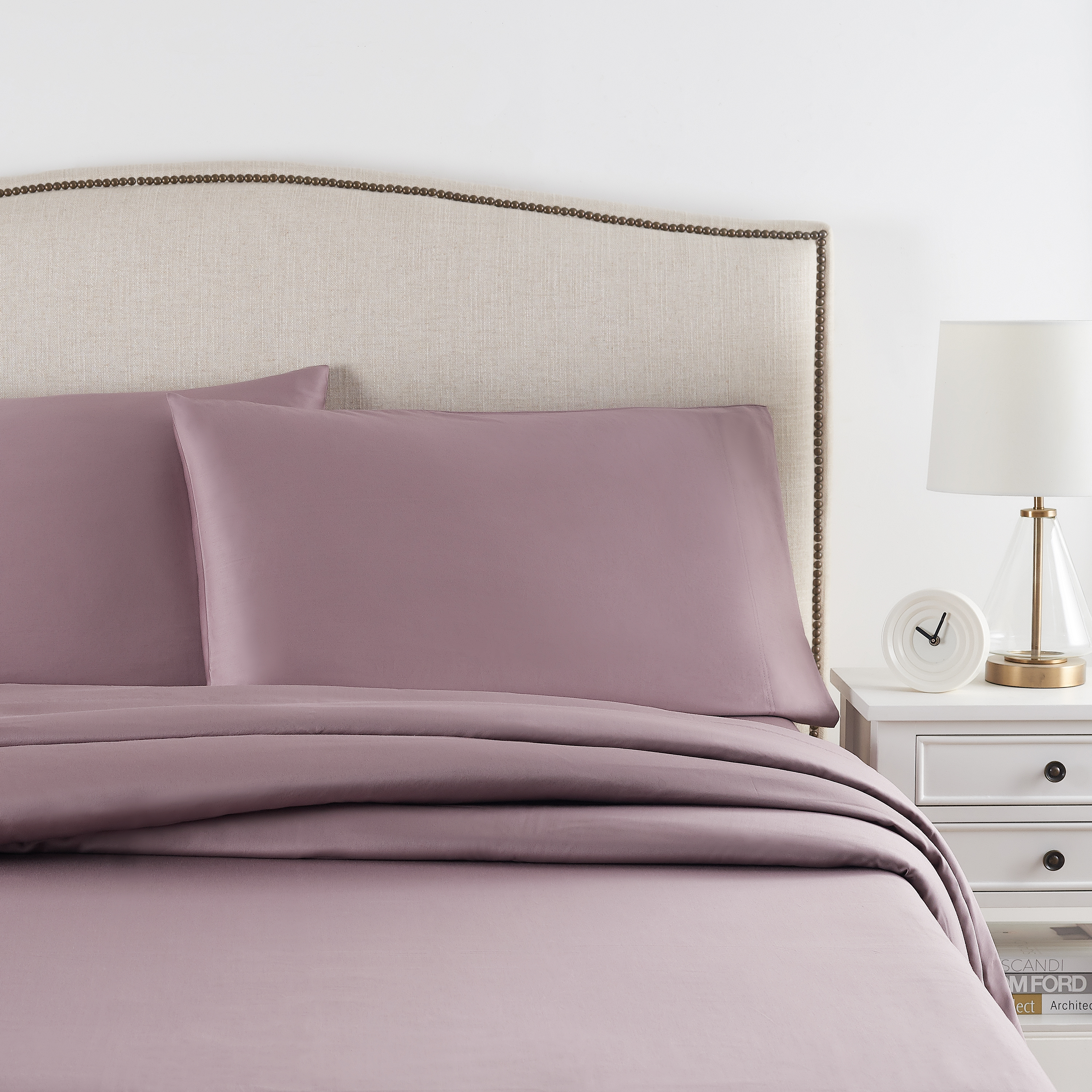 Better Homes & Gardens 300 Thread Count 100% Cotton Wrinkle Resistant Standard Pillowcase Set of 2, Smoky Lavender