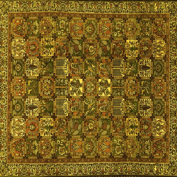 Ahgly Company Indoor Square Persian Yellow Traditional Area Rugs, 6' Square