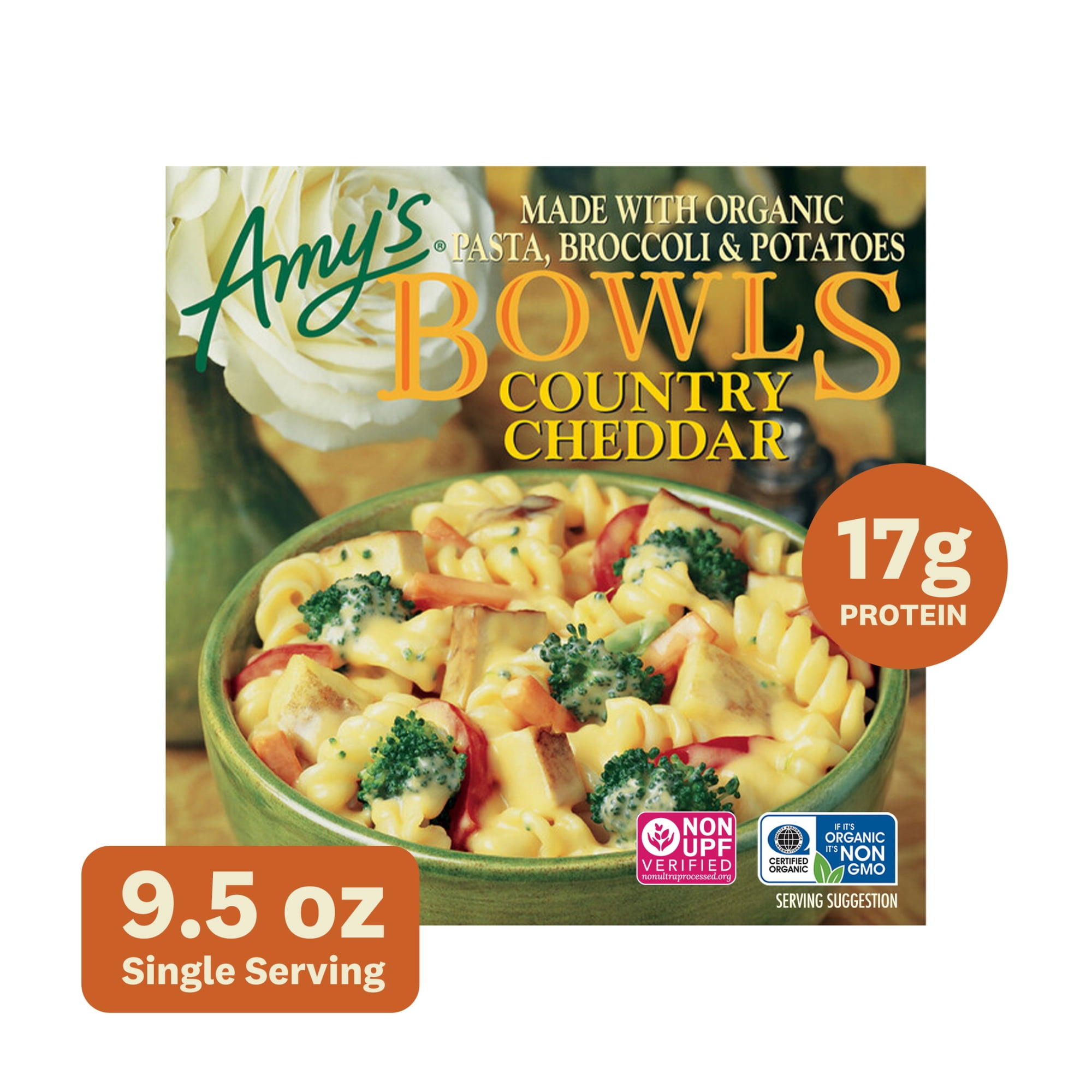Amy's Frozen Meals, Country Cheddar Bowl, Microwave Meals, 9.5 oz