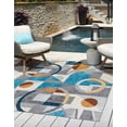 thumbnail image 3 of Unique Loom Outdoor Modern Collection Area Rug - Shapes (7' 10" Square Multi/Brown), 3 of 9