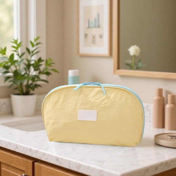 Bolsa organizadora de ropa interior de viaje | Gran capacidad para guardar sujetadores y bragas | Azul, beige y amarillo | 27 x 17,5 x 11 cm | Organizador de armario