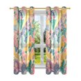 thumbnail image 7 of Yayeee Window Curtains Light Filtering 63"x42" Grommet Panel Pair Home Living Room Decor, Yellow Floral Wave, 7 of 7