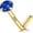 Gold - Blue Sapphire, variant on 14k Gold Plated Sterling Silver L Shaped Nose Rings Studs for Women Men 20g, Small L Shape Nose Stud, 20 Gauge Nose Piercing Stud, Hypoallergenic Nose Nostril Piercing Jewelry