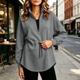 thumbnail image 7 of Bzdzmqm Women Fall Winter Fleece Sweatshirts Long Sleeve Zipper Drawstring Pullover Tops Cozy Warm Basic Solid Cardigan Casual Outfits for Work Travel Daily Wear, Gray XL, 7 of 7