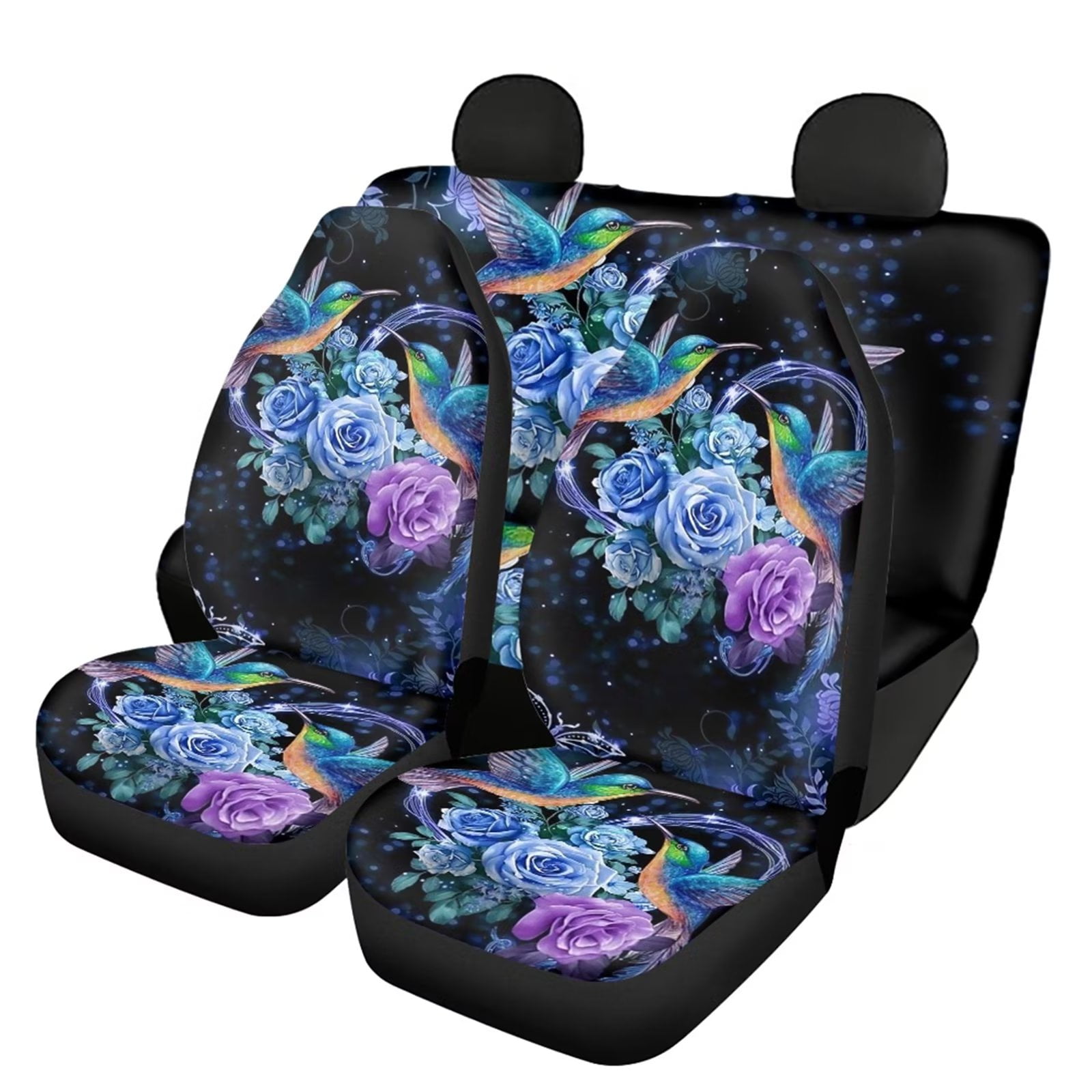 FKELYI Purple Rose Floral Front Car Seat Covers Decor Set of  2,Dustproof+Waterproof Front Saddle Blanket Cushion Backrest  Peotectors,Universal Fit for Almost Vehicle Cars,Women Men 