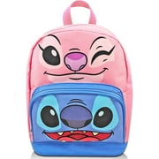 DECADE WEST Lilo and Stitch Stitch and Angel Mini Backpack for Women - 10 Canvas Stitch Backpack with Front Pocket Plus Bookmark Backpack Purse Bundle