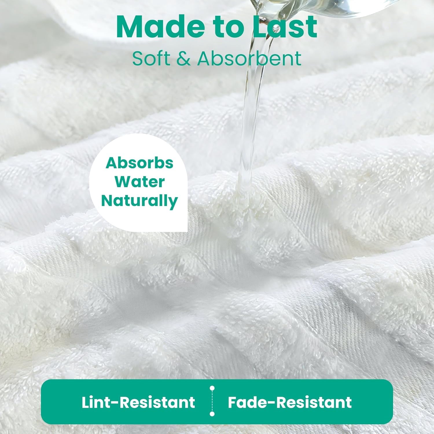 Bath Towels 2 Pack, 30 x 60 Inches, Large 100% Cotton Towels, Soft, Absorbent, Comfortable for Home, Spa, and Gym, (White)