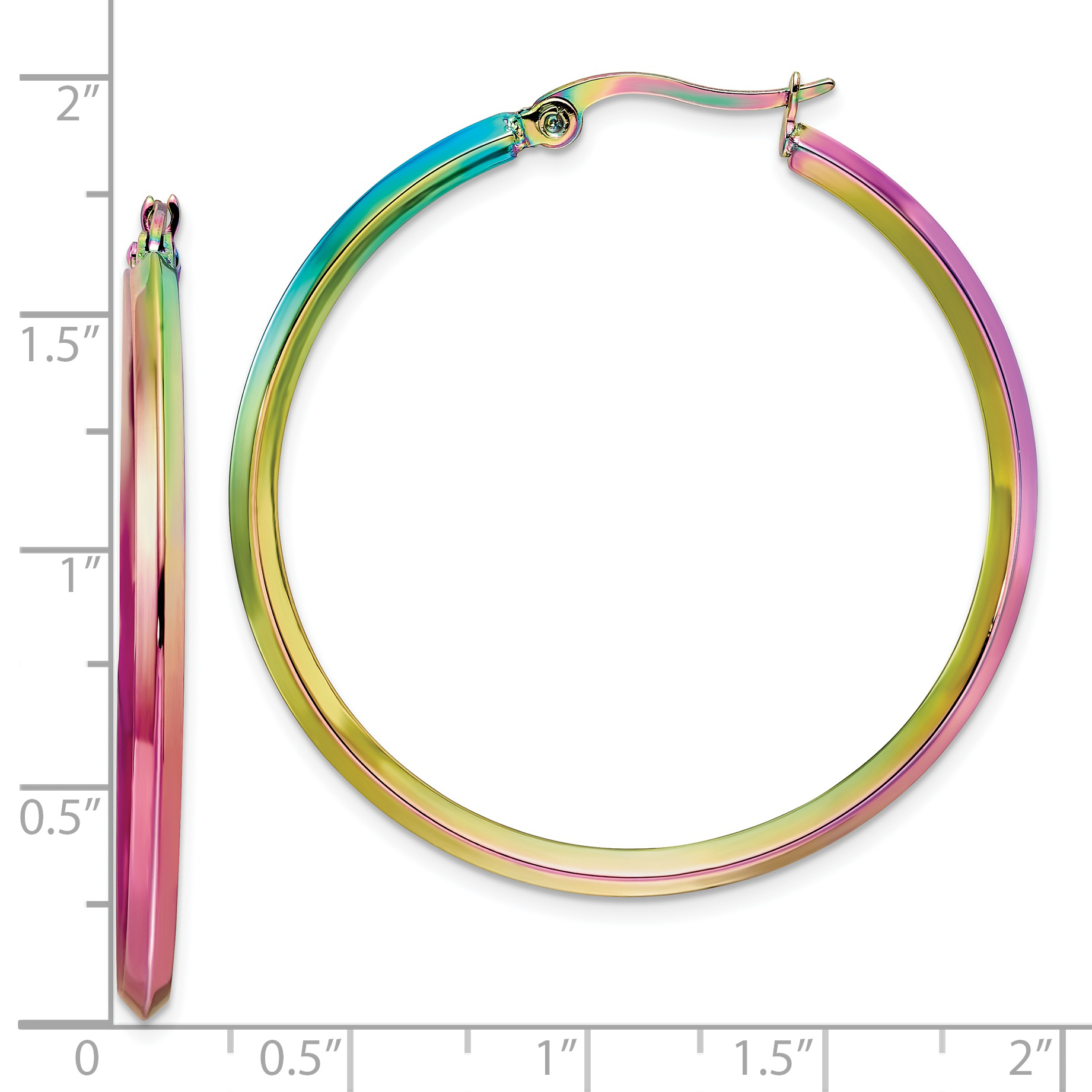 Primal Steel Stainless Steel Rainbow IP-plated 2.5mm Hoop Earrings - image 3 of 7