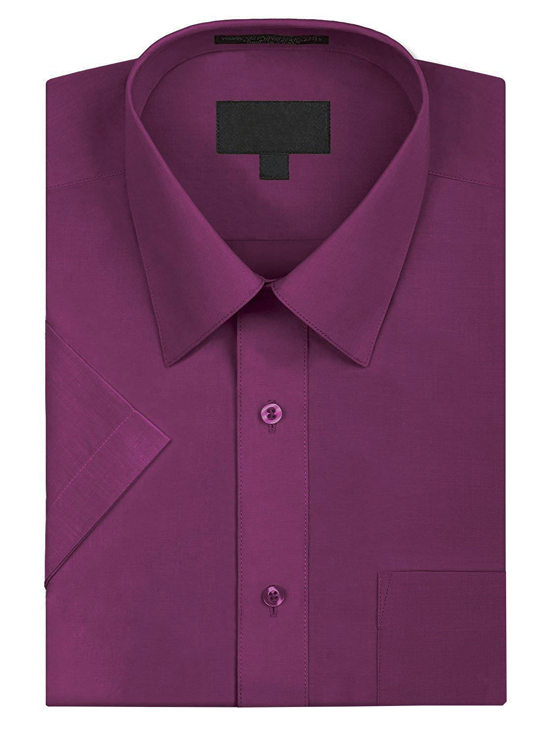 Short Sleeve Dress Shirt (Magenta, XL 
