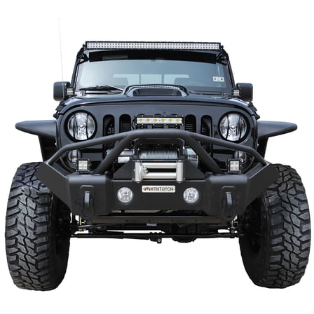 MTNTOPCN Stubby Front Bumper ompatible for 2007-2026 Jeep Wrangler & 2020-2026 Gladiator – Durable Off-Road Upgrade, Utilize OEM Fog Light