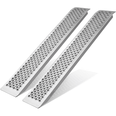 Ruedamann 5FT Aluminum Shed Ramps, 2PCS Total 880 lbs Capacity Loading Ramp for Riding Mower, 9" Wide Lightweight ATV Ramps for Pickup Trucks, Bicycles, Motorcycles, Lawn Mowers