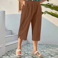 thumbnail image 2 of Summer Clearance! Womens Plus Size Pants,Summer Pants for Womens,Womens Solid Color Pocket Bottom Slit Pants, 2 of 5
