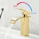 thumbnail image 3 of Grifo de lavabo, grifo de baño moderno de un solo orificio con caño en cascada, color dorado, 3 of 5