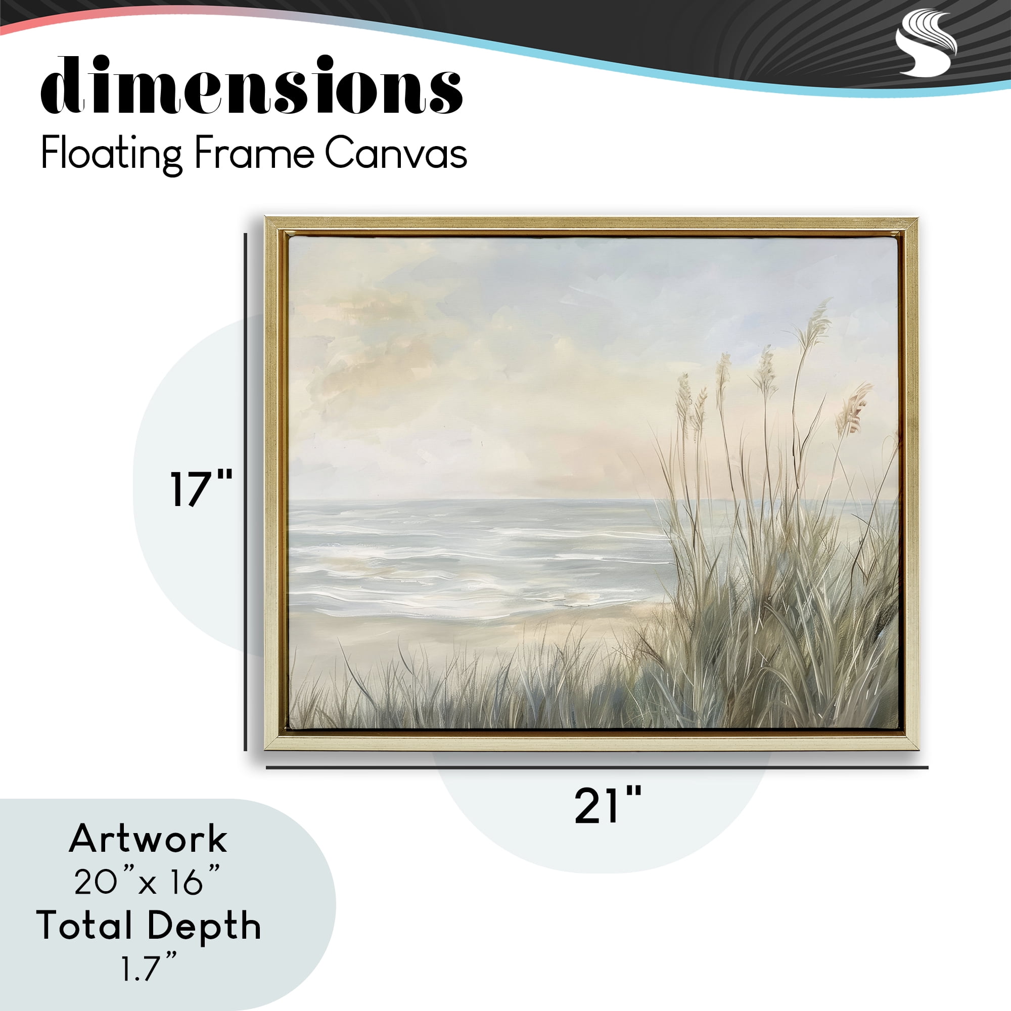 Stupell Industries Scenic Beach Dunes at Dawn Gold Framed Floater Canvas Wall Art, design by Petal Prints Design