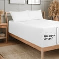 thumbnail image 2 of Royale Linens Extra Deep Pocket King Fitted Sheet Only - Soft White King Size Fitted Sheet Deep Pocket - Fits 18 inch to 24 inch Thick Mattress - Fitted Sheet Only - Elastic Sheet (King, White), 2 of 9