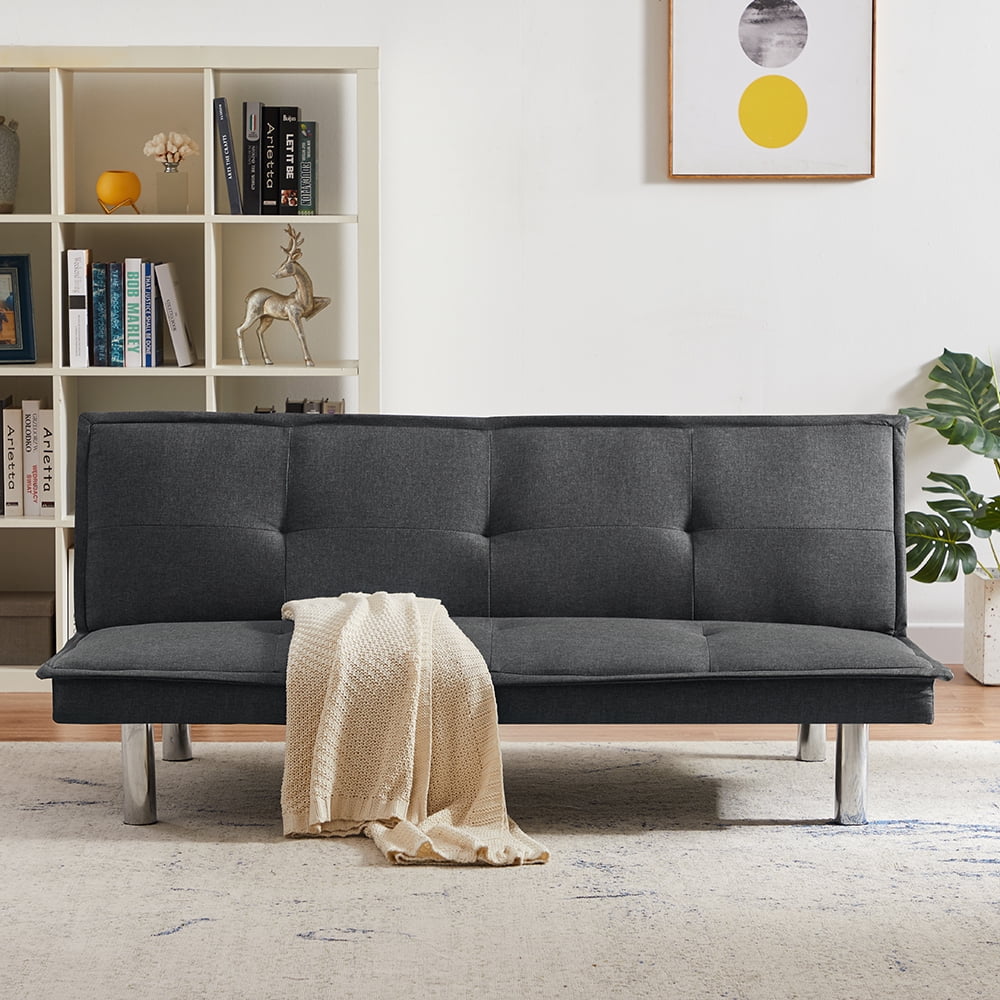 Lowestbest Fabric Sofa Bed, Convertible Folding Futon Sofa Bed Sleeper for Home Living Room, Grey Lowestbest Fabric Sofa Bed, Convertible Folding Futon Sofa Bed Sleeper for Home Living Room, Grey