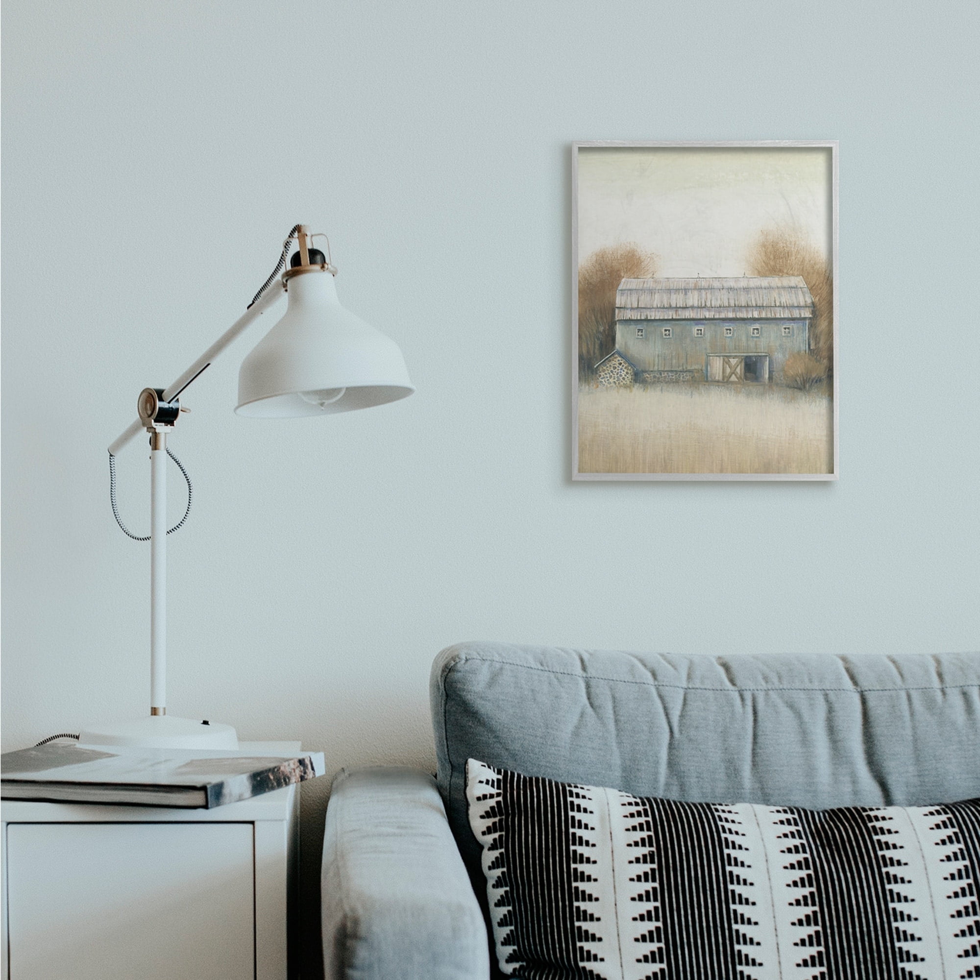 Stupell Industries Autumn Barn Doors Vintage Farm Landscape Gray Framed by Tim O'Toole