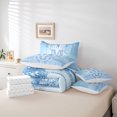 thumbnail image 6 of Manfei Letter Monogrammed Initial M Girl 7-Piece Twin Bedding Sets,Kawaii Bow Butterfly Bedding Comforter Set,Bling Crystal Blue Glitter Breathable Sheet Sets,Lightweight Room Decor, 6 of 8