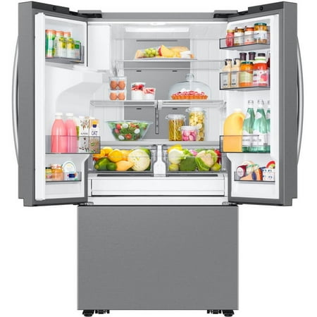 Samsung - 31 cu. ft. 3-Door French Door Smart Refrigerator with Four Types of Ice - Stainless Steel