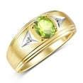 thumbnail image 3 of RYLOS Men's Rings Yellow Gold Plated Silver Classic 8X6MM Oval Gemstone &  Diamond Ring Peridot August Birthstone Rings For Man Silver Rings Size 13, 3 of 7