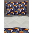 thumbnail image 3 of Tropical Comforter & Sham Bedding Set, Toucan Birds and Monstera Leaves Circles Rhythmic Motifs Print, 3 pcs Duvet Set Microfiber Filling Quilt, 5 Sizes, Dark Purple Orange, by Ambesonne, 3 of 4