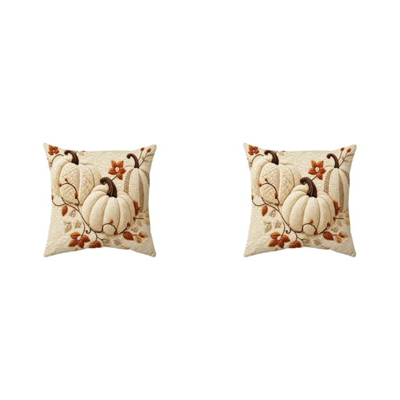 2pcs New Plush 3D Pumpkin Throw Pillows - For Sofa Couch Bed Thanksgiving Fall Home (White),2pcs, 45X45cm