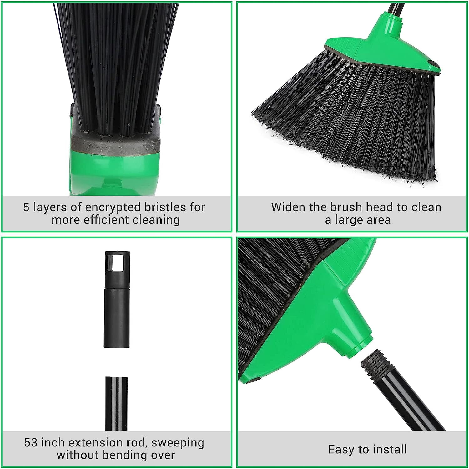 KeFanta Outdoor Broom for Floor Cleaning,58 Heavy-Duty Broom for Sweeping  Concrete Courtyard Garage Patio Indoor-Yellow