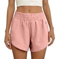 thumbnail image 4 of JUUNthy Womens Active Shorts, Zipper Pockets Qucik Dry Elastic Waist Running Athletic Workout Shorts Claret L, 4 of 7