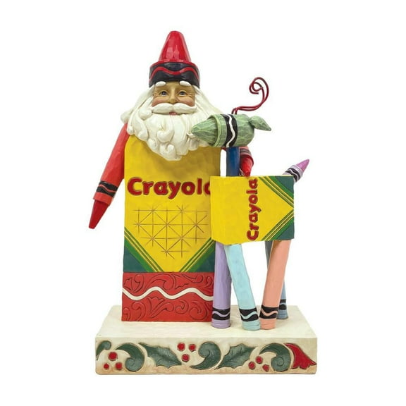 Jim Shore "Hues of the Holiday" Crayola Santa with Reindeer Figurine, 8 Inch