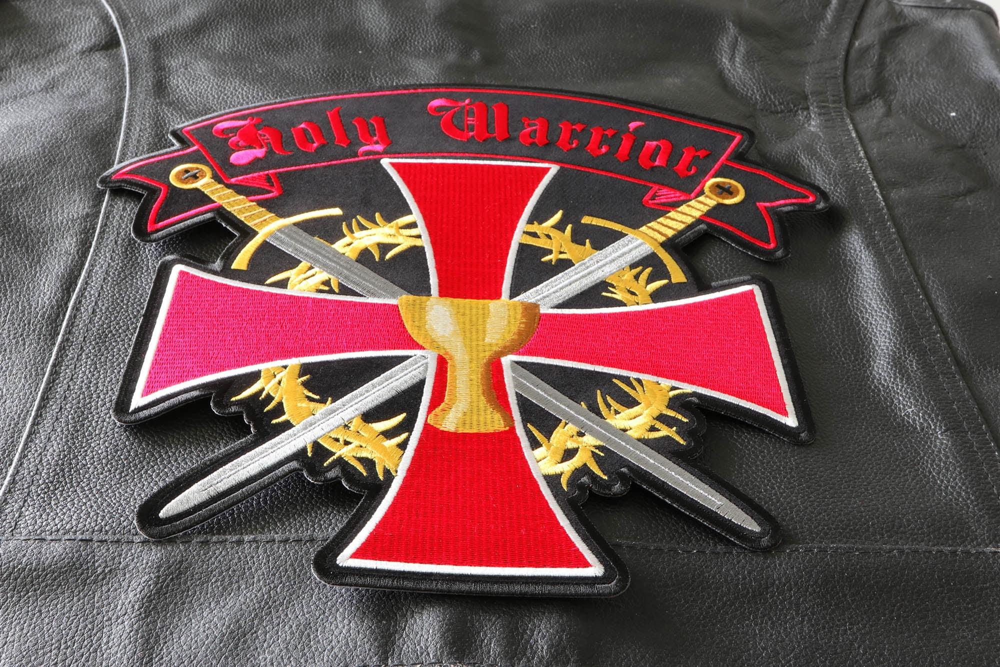 Holy Warrior Christian Cross Swords and Holy Grail Patch