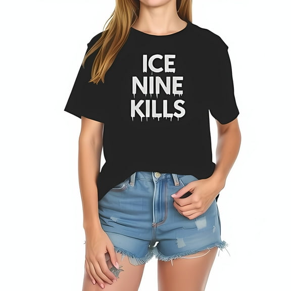 ICE NINE KILLS Dripping Font Graphic Cotton Short Sleeve T-Shirt for Music Fans - Edgy Black Tee