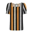 thumbnail image 5 of Women's Fashion Tops Square Neck Puff Short Sleeve Printed Shirts Casual Loose Fit Blouses Soft Comfy Clothes (XL, Black), 5 of 6