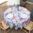 thumbnail image 3 of Light Purple Butterfly Pattern Round Tablecloth 60"x60",Wrinkle Wipeable Table Cloth for Kitchen Dining Room Picnic Patio Party, 3 of 6