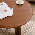 thumbnail image 6 of Guyou 32" Round Coffee Table, French Farmhouse Solid Wood Side Table, Modern Accent Table for Living Room Bedroom Office Sofa Side, Walnut, 6 of 7