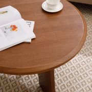 Guyou 32 Round Coffee Table, French Farmhouse Solid Wood Side Table, Modern Accent Table for Living Room Bedroom Office Sofa Side, Walnut
