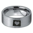 thumbnail image 2 of Tungsten Wyoming The Equality State Heart Band Ring 8mm Men Women Comfort Fit Gray Flat Cut Brushed Polished, 2 of 4