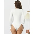 thumbnail image 2 of DARING DIVA Full Bodysuit Button Crew Neck Romper Stretchy Jumpsuit M White, 2 of 6